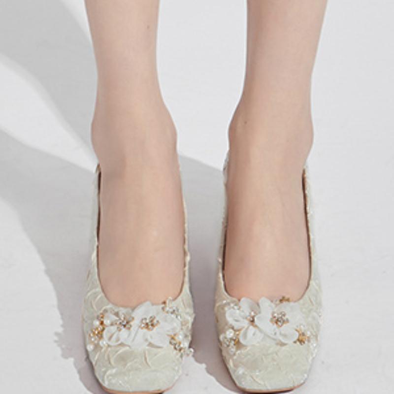 Весна и осень Новый стиль Модные удобные элегантные износостойкие и универсальные туфли-лодочки с цветочным узором и квадратным носком на толстом каблуке