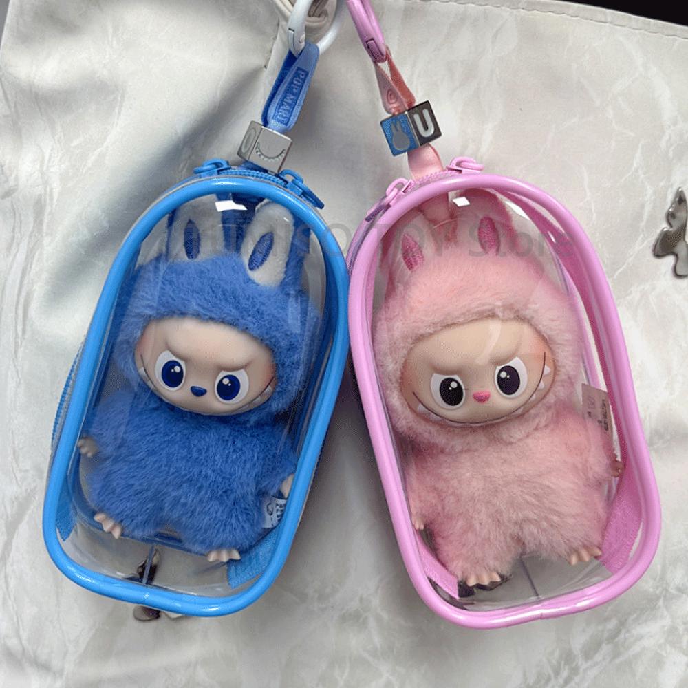 Для LABUBU MONSTERS Прозрачный Цветной Защитный Чехол Аксессуары для Кукол Органайзер Плюшевая Кукла Сумка для Демонстрации На Улице с Брелоком