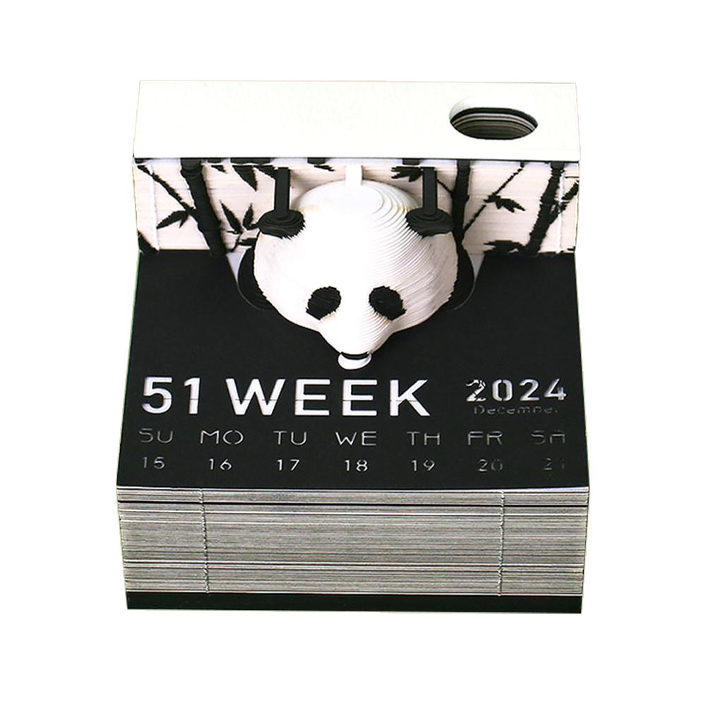 Creative Paper Craft 3D Memo Pad Panda Model Craft Calendar Home Desktop Decor Laser Cut Calendar Sheets Paper Pad