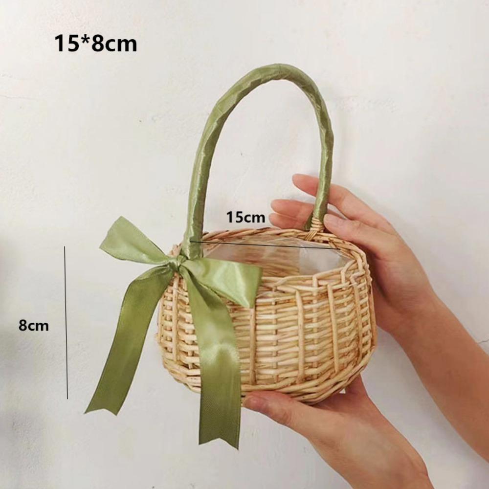 with Handles Imitation Rattan Handhold Basket Braid Storage Baskets Living Room Decoration