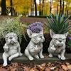 Bulldog Expression Flowerpot Funny Planter Pot Novelty Middle Finger Dog Flower Cute Eye-catching Garden Statue for Outdoor Indoor Office Desk