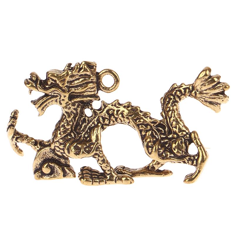 1Pc Solid Brass Zodiac Dragon Small Statue Desktop Ornament Feng Shui Decor