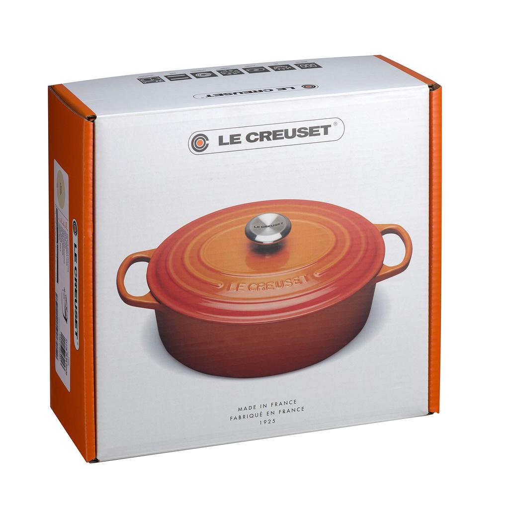 Le Creuset Signature Кастрюля-кокот овальная 25 см Чугун Эмалированная Матовая и Совместимая с духовкой Японская кастрюля, Черная, Газ, Индукция, [Официальный продукт]