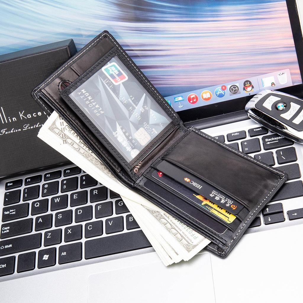 Мужской ретро-складной кошелек из натуральной кожи и держатель для карт