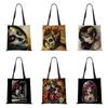 Gothic Vintage Shoulder Bag 2022 Halloween Horror Women Shopping Reusable Canvas Tote Bag High Capacity Casual Folding Handbag KTY