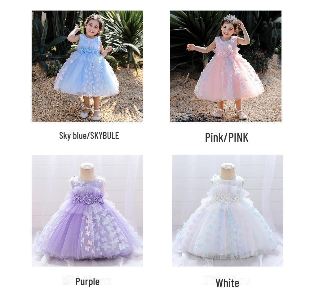 Пышное платье для девочки с 3D-цветочным принтом для свадеб и особых случаев