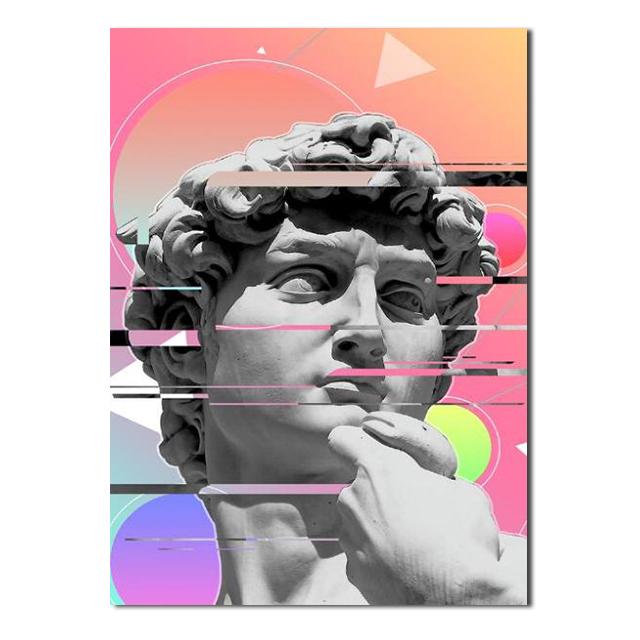 Настенная скульптура головы Давида, холст, картина, Скульптура Давида, граффити, художественный постер и принт для гостиной, домашний декор, фотографии