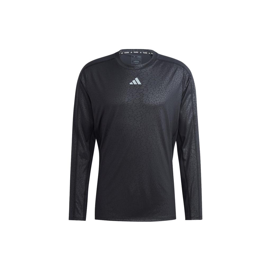 Adidas Solid Color Crew Neck Long Sleeve T-Shirt Men Tops Black HS7495