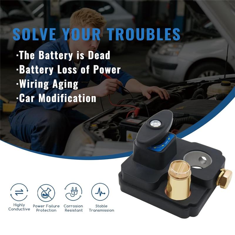 A58X-Boat Marine Battery Switch Cut Off Shut Off Kill Quick Disconnect Switches 2Pcs Car Battery Disconnect Switch 12V 24V