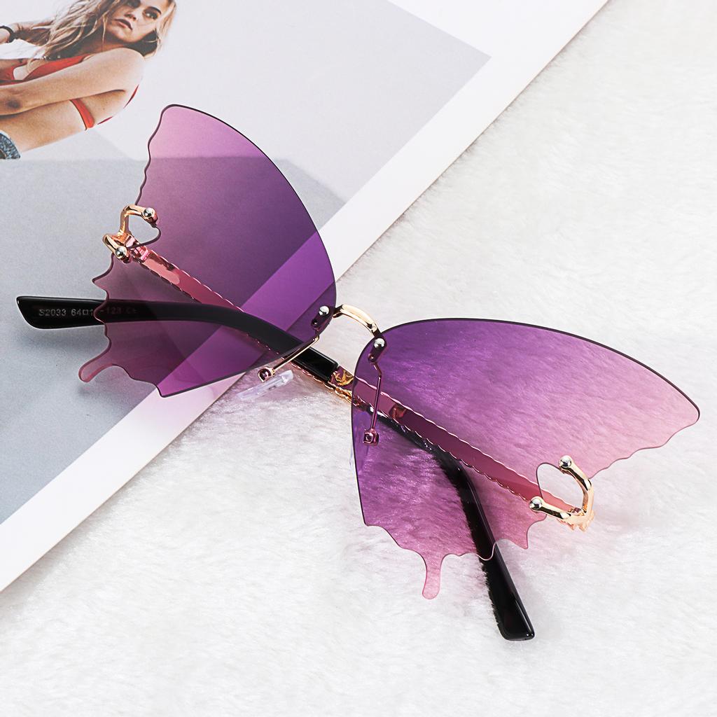 Women Fashion Metal Butterfly Sunglasses Retro Sun Glasses Rimless Sunglasses UV protection