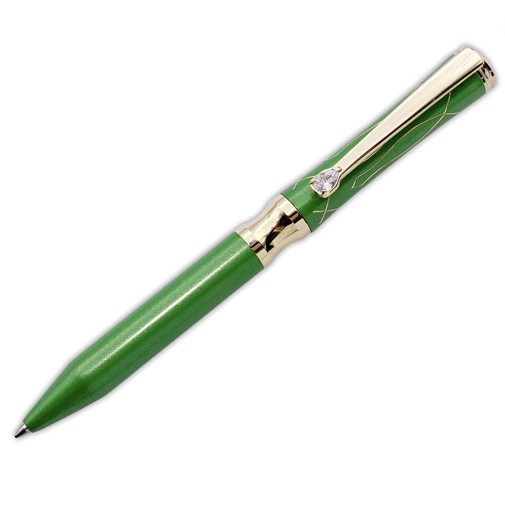 LACHIEVA LUX Jinki Luxury Writing Instruments Stationery with Swiss Crystal Luxury Metal Ballpoint Pen Gift Set One Black and One Green Clip, (German