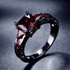 Hot Selling European and American Fashion Black Gold Diamond Set Square Diamond Set Couple Ring