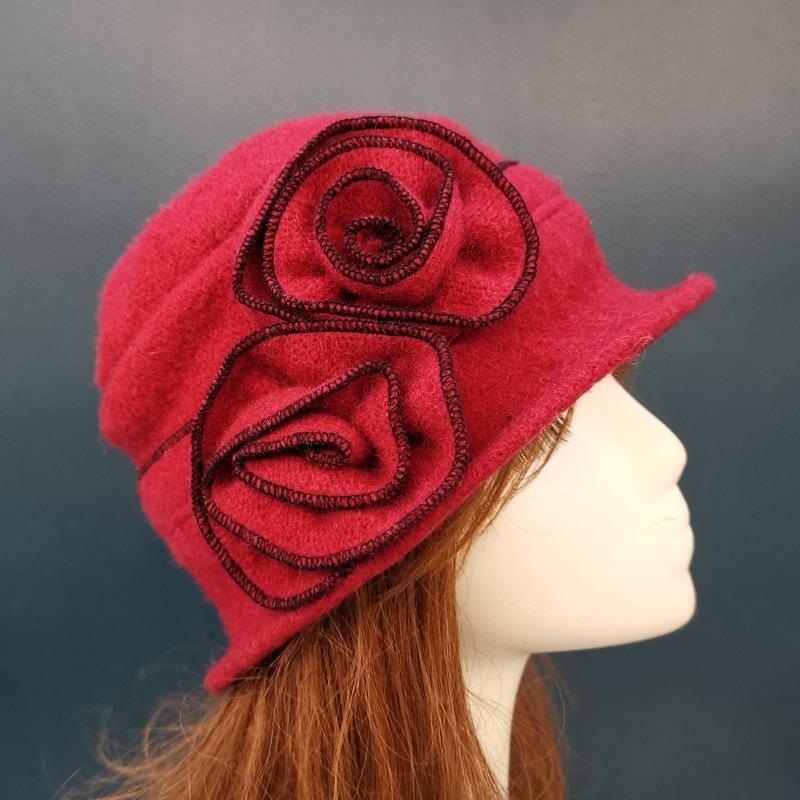 Flower New Section 100% Wool Hat Autumn Winter Middle-aged Female Soft Hat Women European Tide Dome Felted Mummy Thought Hat
