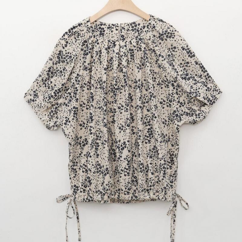 Shop Women S Puff Sleeve Round Hem String Office Daily Short Sleeve blouSe Jrw