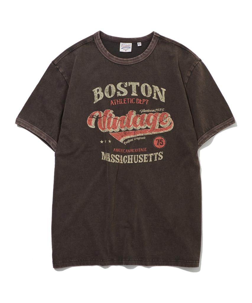 PENFIELD Boston Надпись Винтажный Графический Футболка-Рингер С коротким рукавом Коричневый_Fs2Kt72U