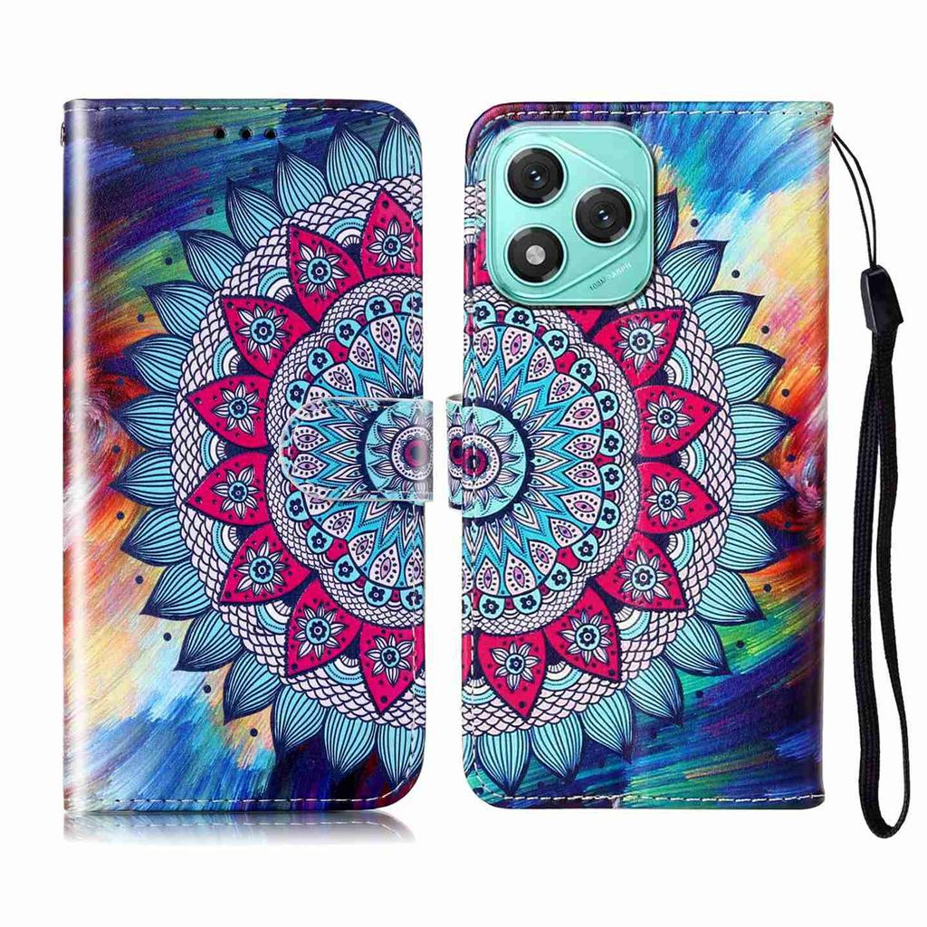 For Honor 400 Lite 5G Case Pattern Leather Wallet Phone Cover with Strap