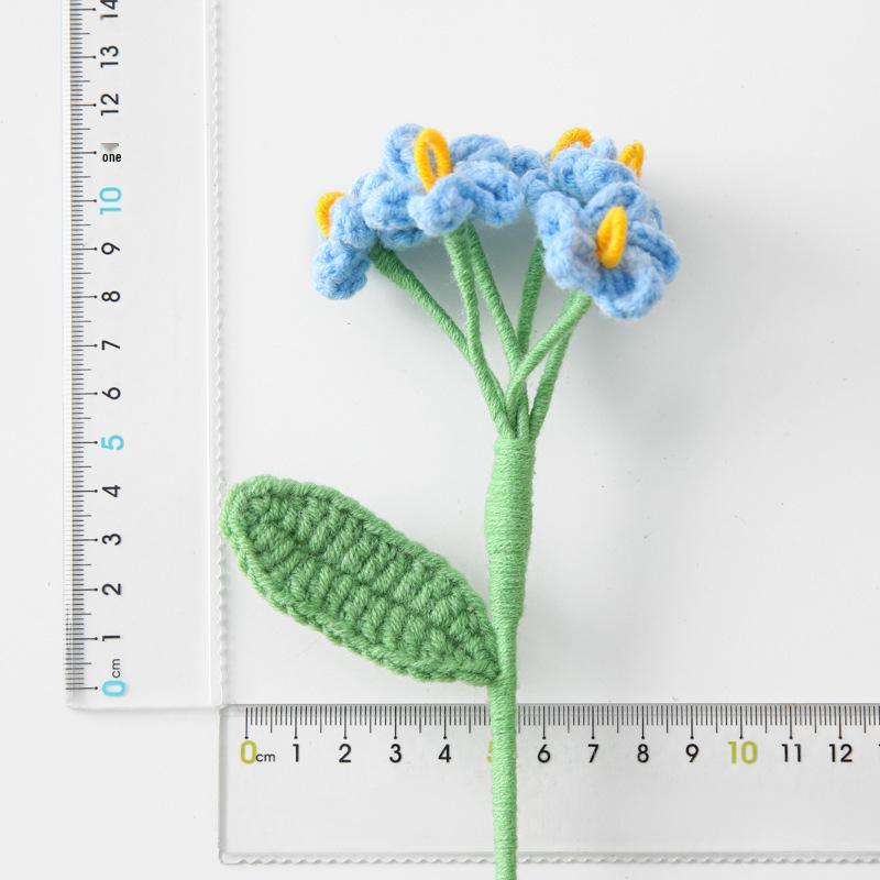 Wool Knitting Forget-Me-Not Flower Bouquet - Real Flowers Desk Gift for Colleagues & Classmates