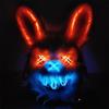 LED Glowing Bunny Face Mask Scary Bloody Killer Mask Neon Horror Rabbit Mask Halloween Masquerade Dance Party Props