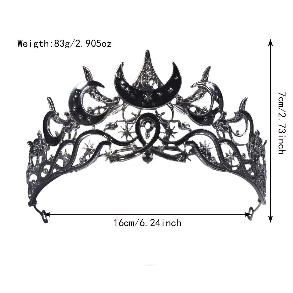 Vintage Black Color Moon Tiara Vintage Style Luxury Design Queen Crown Elegant Hair Jewelry Accessories Star Headpiece for Women