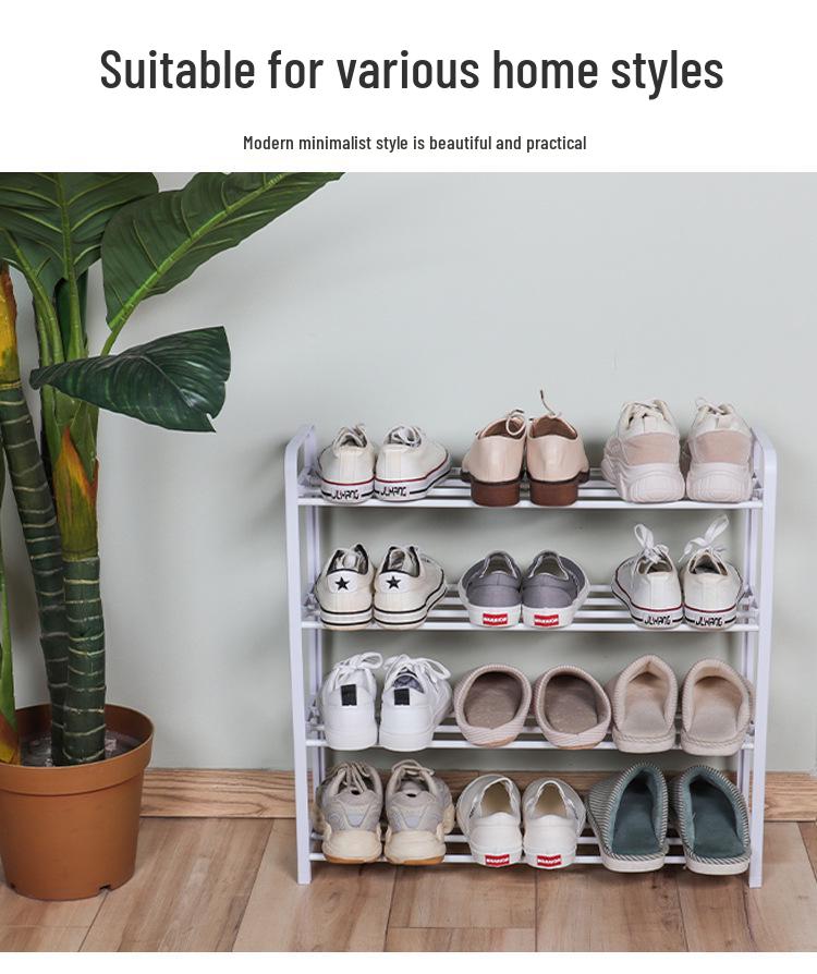 Modern Space-Saving Multi-Layer Shoe Rack: Punch-Free Assembly, Painted Finish for Living Room Storage