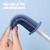 Silicone Toilet Brush Set with L-Shaped Head Long Non-Slip Handles Wall Mounted Holder Compact Bowl Cleaner Brush