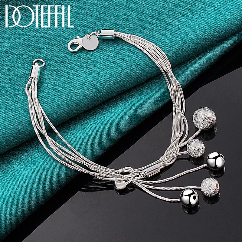925 Sterling Silver Snake Chain Bead Bracelet