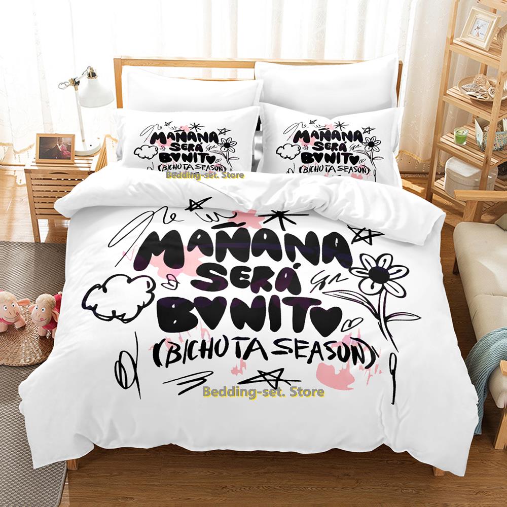 Karol G New Album Cover Manana Sera Bonito Bichota 2 Bedding Set Cartoon Anime three-piece Set Teenager Bedroom Duvetcover Sets