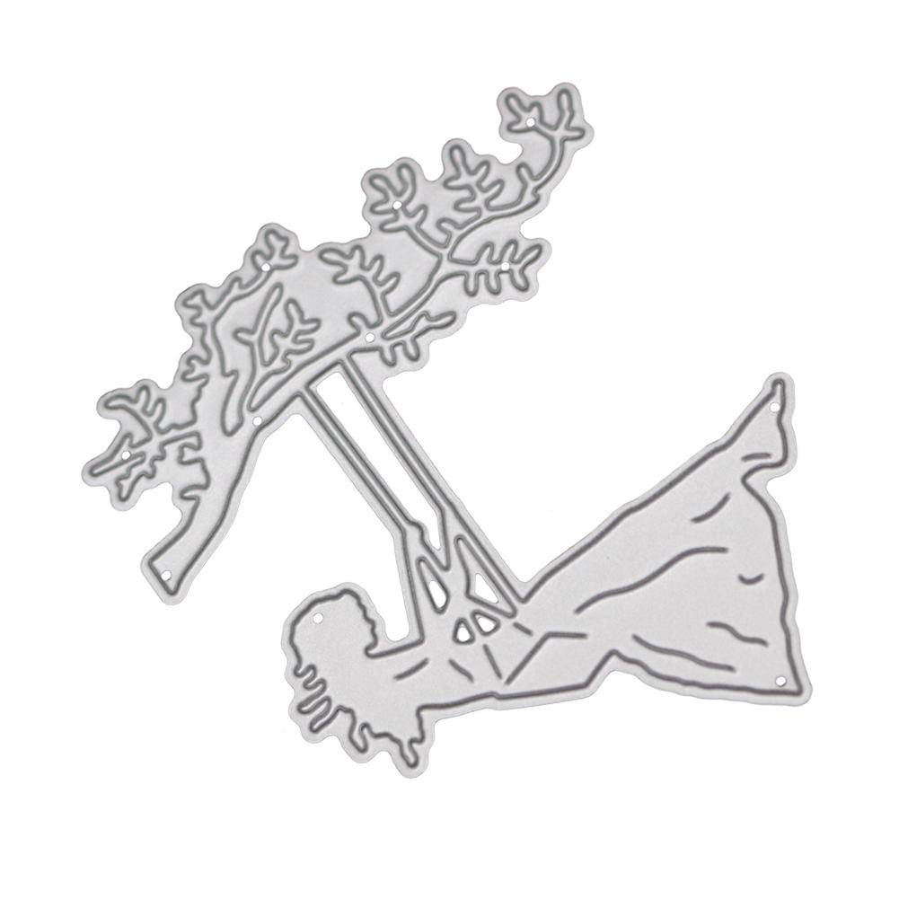 Swing Under the Tree Frame Metal Silvery Stencil Embossing Cutting Dies For Diy Scrapbooking Paper Album Cards Making
