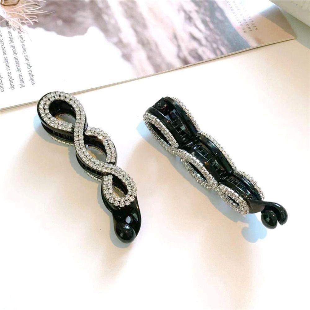 Hairpin Bowknot Hair Clip Ponytail Holder Vertical Clip Cute Rhinestone Banana Clip Women