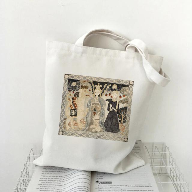 Новая модная тенденция, милая девчачья холщовая сумка на плечо, сумка для покупок, экологически чистая многоразовая женская большая сумка Kawaii, эстетичная белая большая сумка.