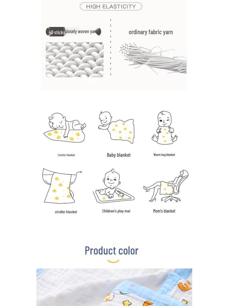 Six-Layer Pure Cotton Baby Bath Towel & Blanket