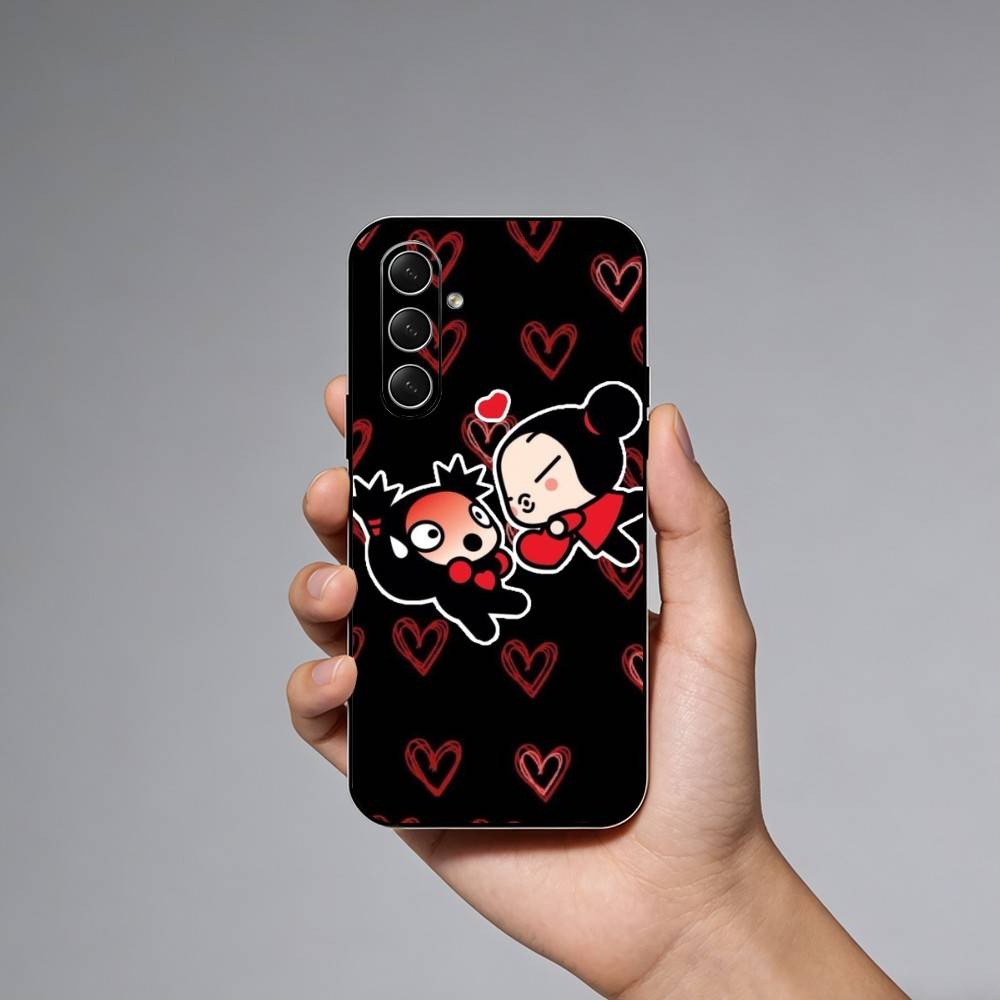 Cute Cartoon Pucca Garu Phone Case For Samsung Galaxy A73,A21s,A22,A31,A52,A53,A71,A41Soft Black Shell