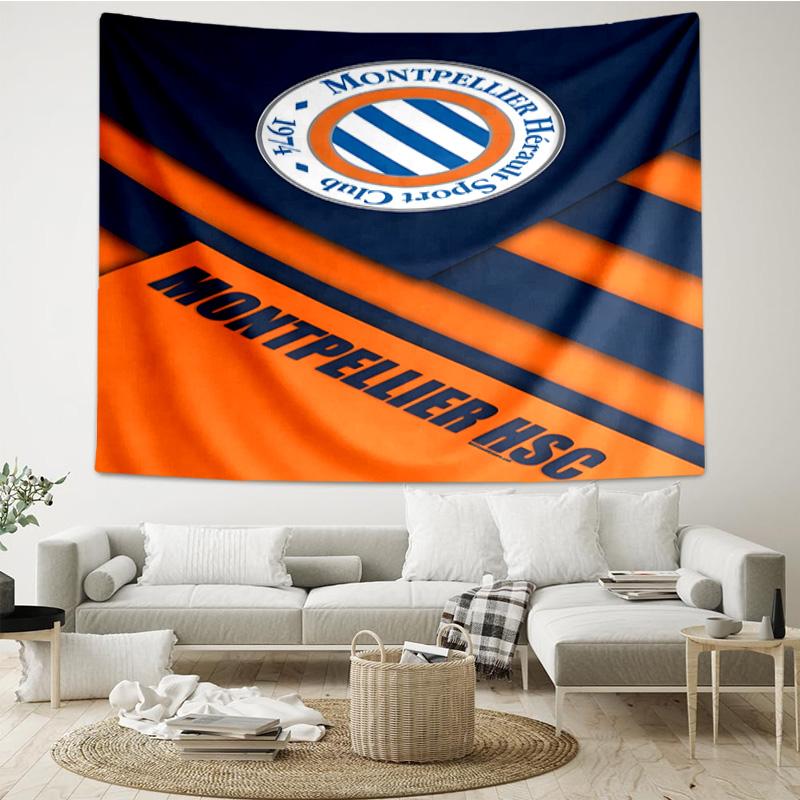 Montpellier Hérault Sc Crest Printed Tapestry, for Bedroom,Livingroom, dormitory, Large Wall Decor, Fabric Decor Fan Birthday Gifts