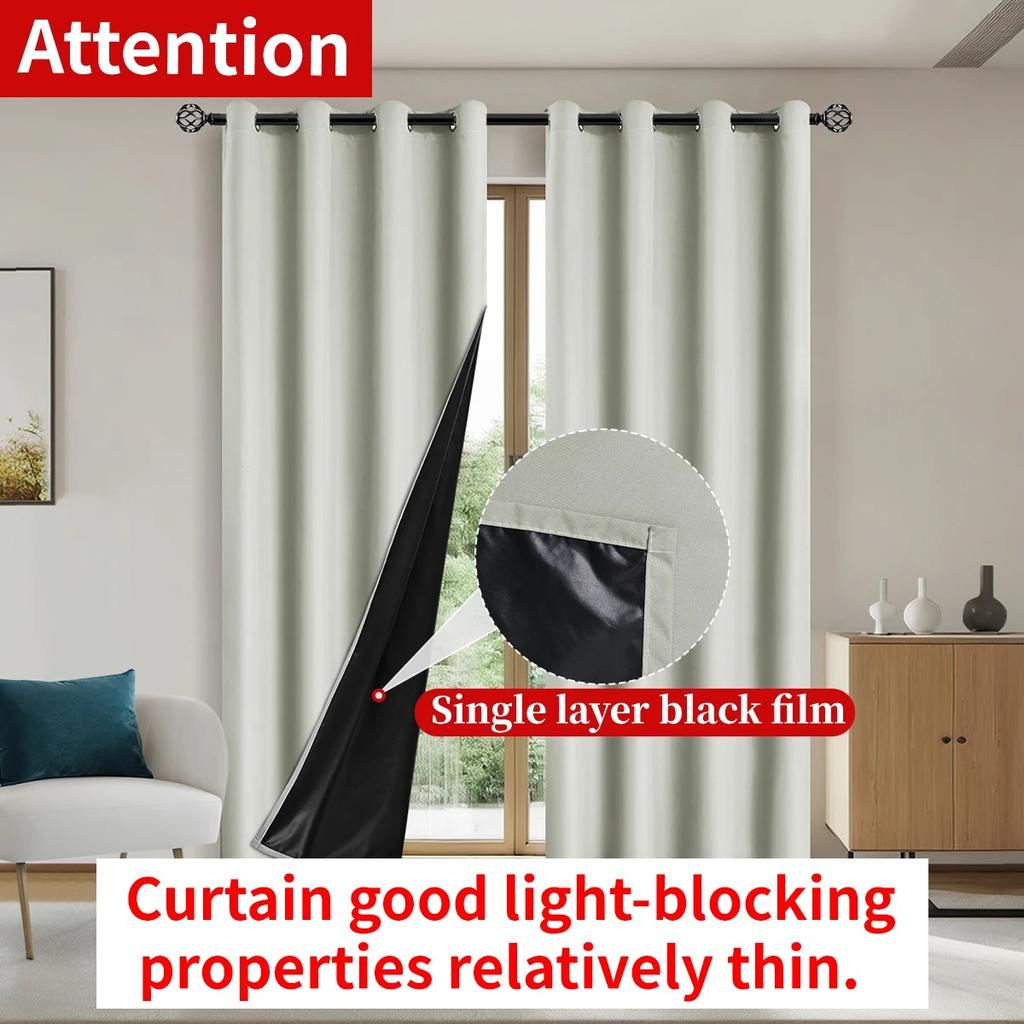 2pcs 100% Blackout Curtains, Thermal Insulated Window Drapes, Window Treatments for Bedroom Living Room, Home Decoration