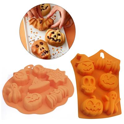 6 отверстий Силиконовая форма для выпечки тыквы на Хэллоуин, шоколадного торта, черепа, привидения