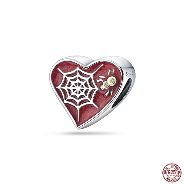 Новые стерлингового серебра 925 пробы красного цвета, подвески в форме сердца, бусины, ювелирные изделия на удачу, подарки