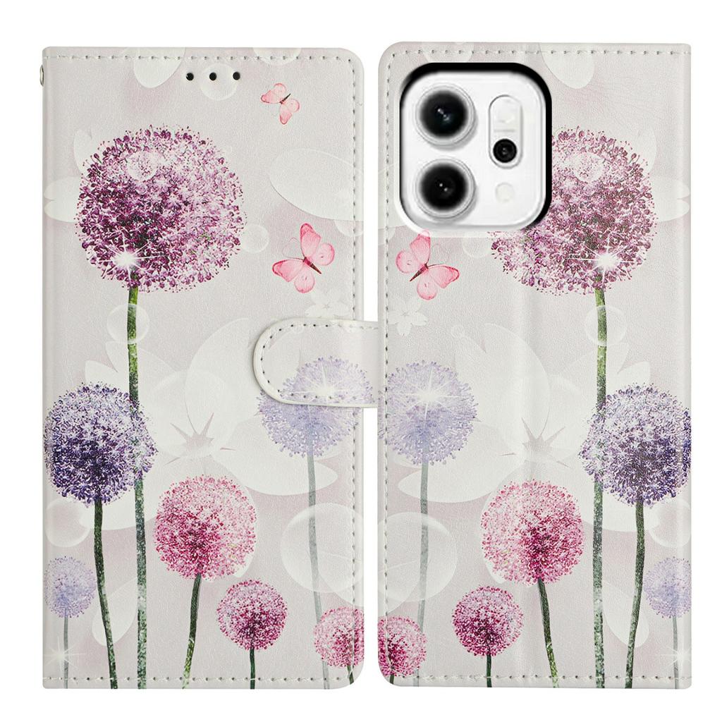 Для Oppo Reno14 5G (Глобальный) Чехол с рисунком, печатью, кошелек-подставка, откидной кожаный чехол для телефона с ремешком