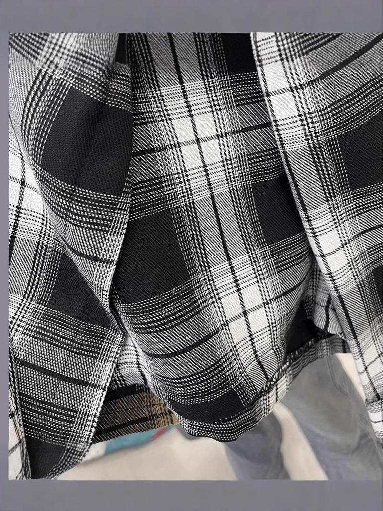 Стильная женская клетчатая юбка миди 2025: Завязки, Неровный подол, Высокая талия, Приталенный дизайн