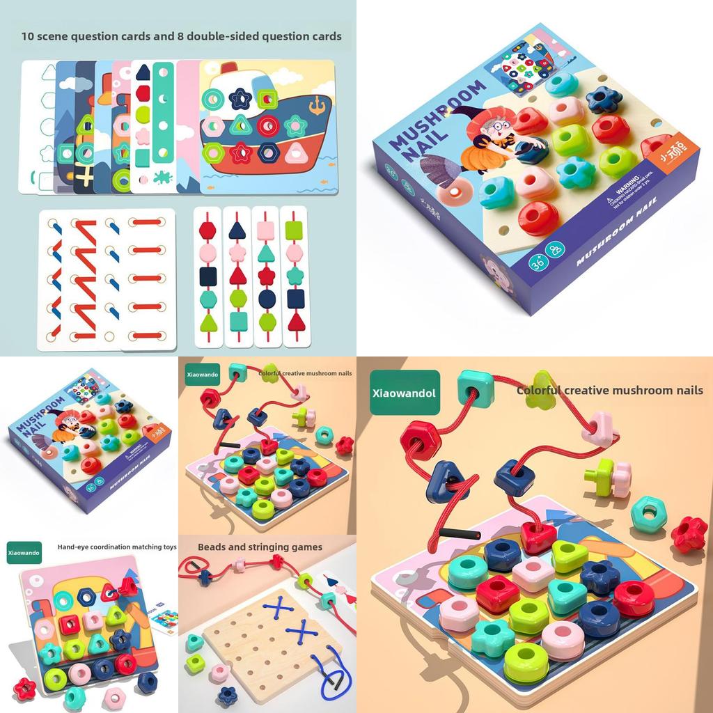 Деревянный пазл-гриб с колышками для детей, развивающая игрушка для развития мозга