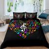 Music Guitar Duvet Cover King Queen Black White and Grey Graffiti Bedding Set Musical Notes Comforter Cover Musical Quilt Cover