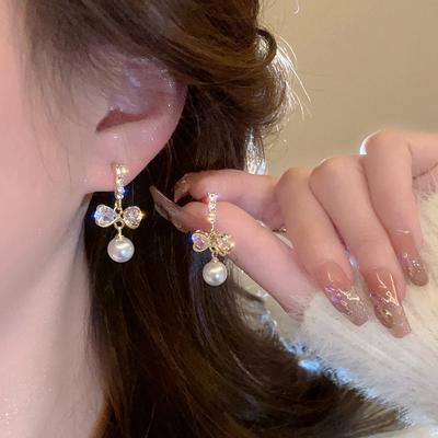 Серьги-капли с бантом для женщин, элегантные серьги, аксессуары для пирсинга, ювелирные изделия