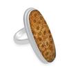 Natural Fossil Coral Gemstone 925 Sterling Silver Handmade Oval Shape Rings For Women & Girls