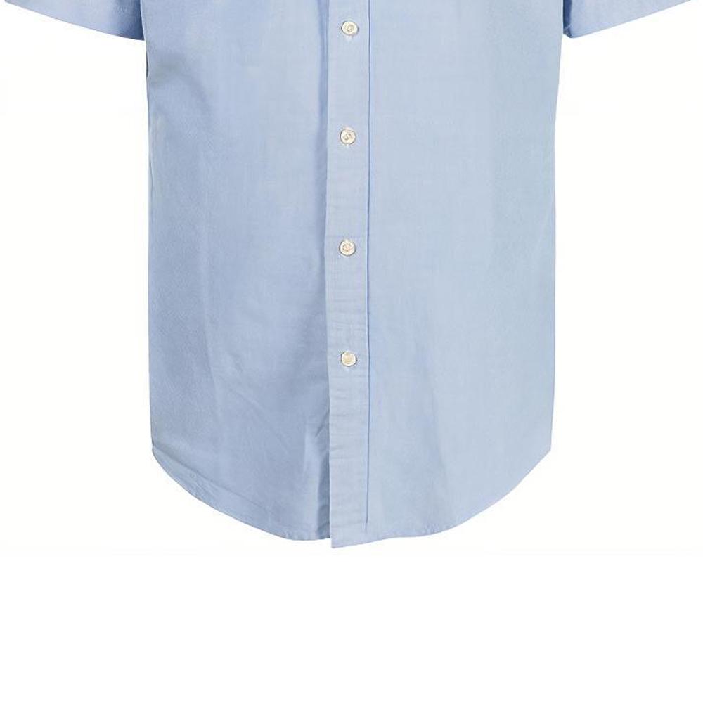 Polo Ralph Lauren SS22 Логотип Вышитый Оксфорд Рубашка с Коротким Рукавом Мужские Рубашки Синий 710787736-001