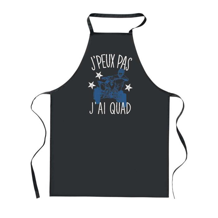 Tablier de cuisine - PLANETEE - J'peux pas Quad - Noir/Bleu - Motif bretonne - 90x60 cm