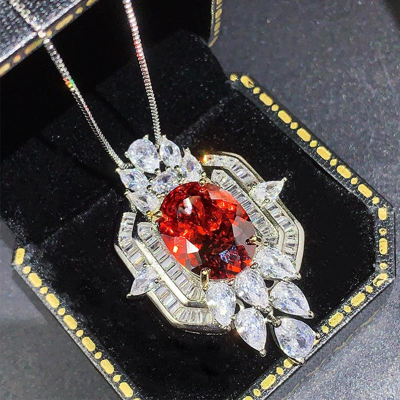 New Chinese Spot New Color Zirconium Premium Bright Set China Red Pink Diamond Yellow Diamond Necklace Opening Ring
