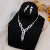 New European And American Necklace Earrings Set Diamond 2 -Piece Set Full Of Flash Diamond Tassel Necklace Clavicle Chain Women