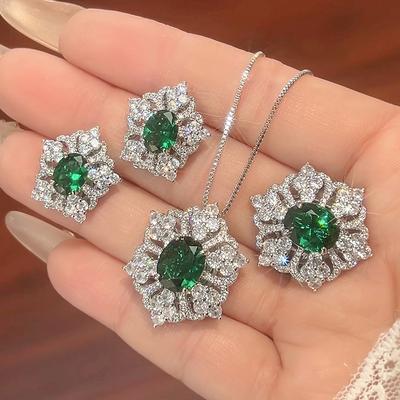 Набор украшений Аксессуары Серьги Ожерелье Кольцо Бабушка Зеленый Высокий стиль Женский