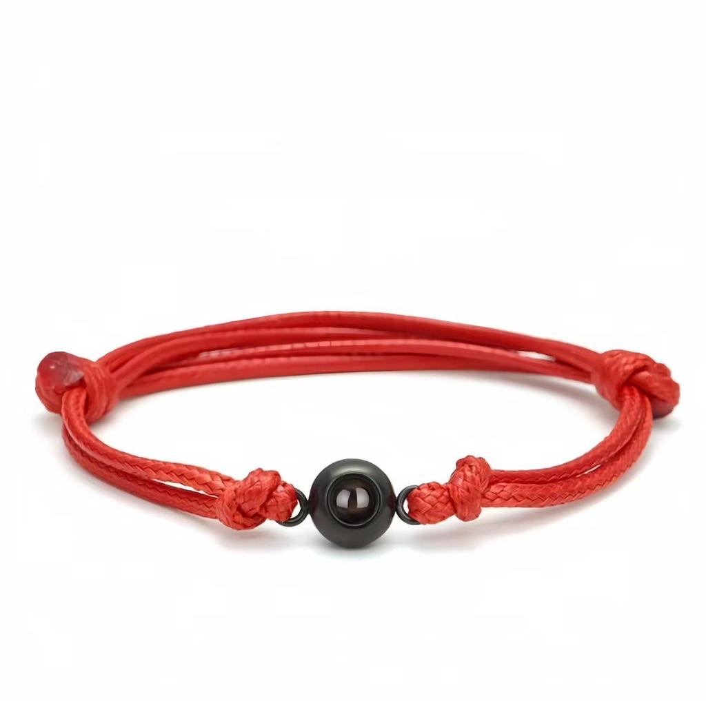 Men's Handmade Woven Bracelet: 100-Language Projection, High-End Custom Couple Accessory.