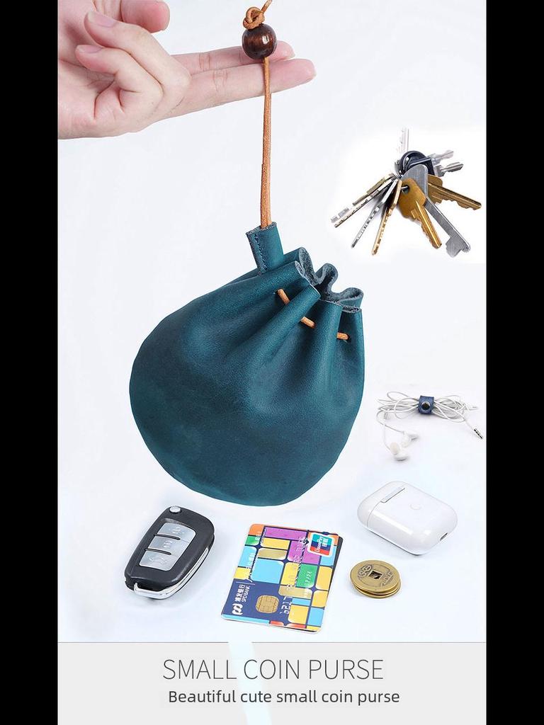 Винтажный маленький кошелек для монет из натуральной кожи - мини-кошелек в первом слое коровьей кожи