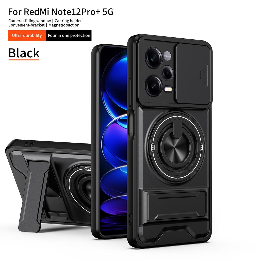 Чехол для Redmi Note 12 Pro+ Чехол-книжка Redmi Note 12 Pro Plus с магнитным держателем Magsafe Военная броня Защитная крышка для камеры